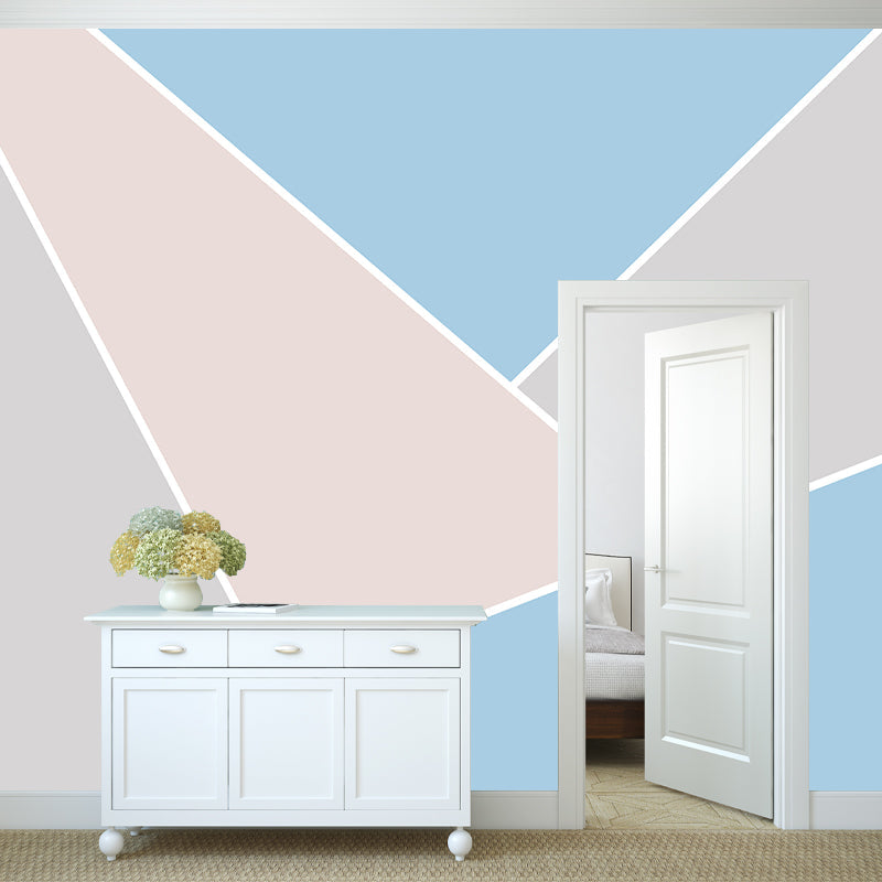 Pink-Blue Geometric Wall Mural Decal Washable Modernist Living Room Wall Covering Clearhalo 'Wall Decor' 'Wall Mural' 1393189