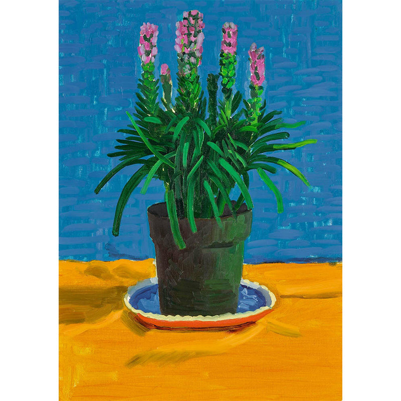 Art Hockney Plant Painting Mural for Bedroom Personalized Size Wall Decor in Orange-Blue Clearhalo 'Wall Decor' 'Wall Mural' 1393240