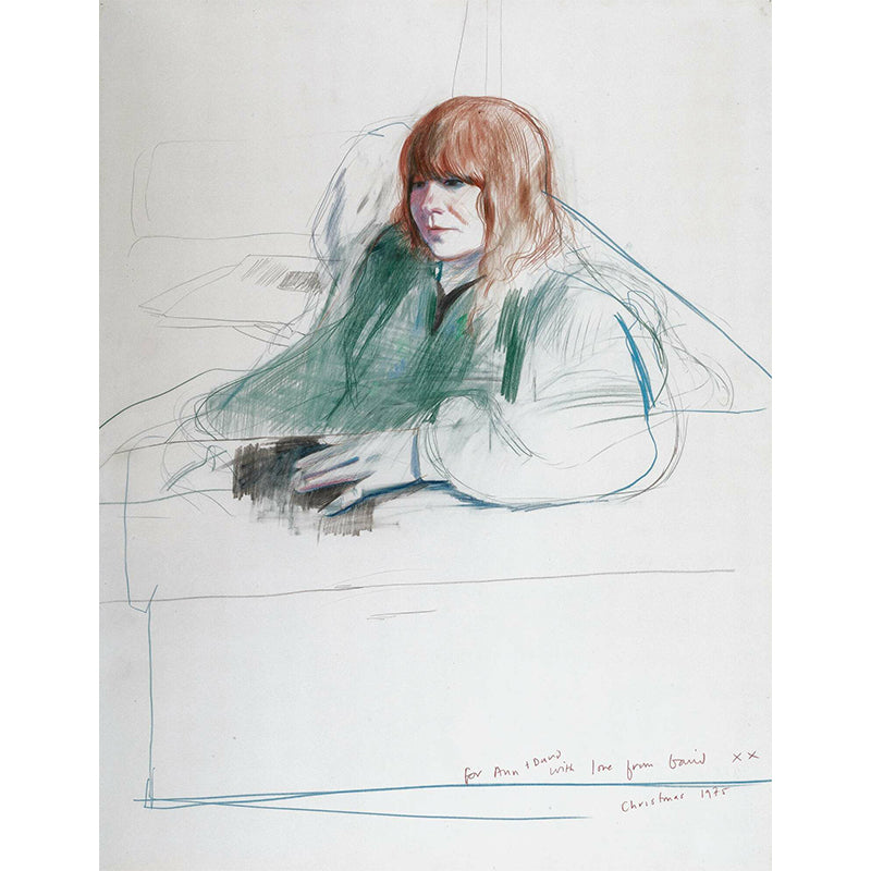 Hockney Pencil Drawing Woman Mural Artistic Smooth Wall Covering in Brown on White Clearhalo 'Wall Decor' 'Wall Mural' 1393345