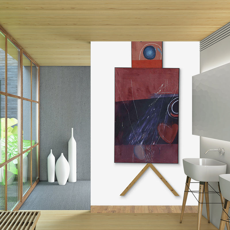 Personalized Illustration Art Murals with Figure in a Flat Style Painting, Red Brown Clearhalo 'Wall Decor' 'Wall Mural' 1393399