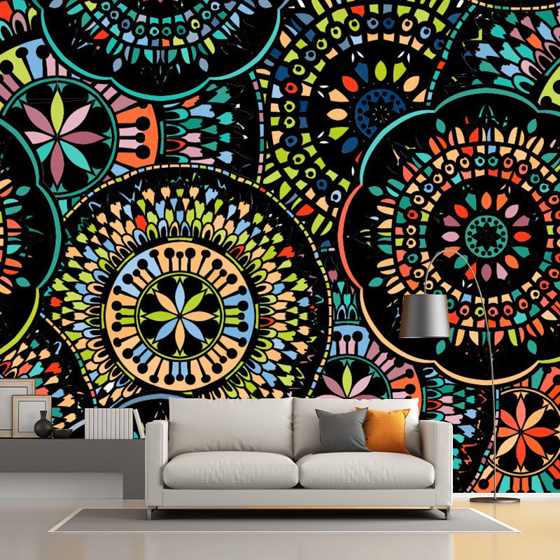 Ethnic Mandala Pattern Mural Wallpaper for Bedroom Abstract Wall Decor, Custom Print Clearhalo 'Wall Decor' 'Wall Mural' 1393424