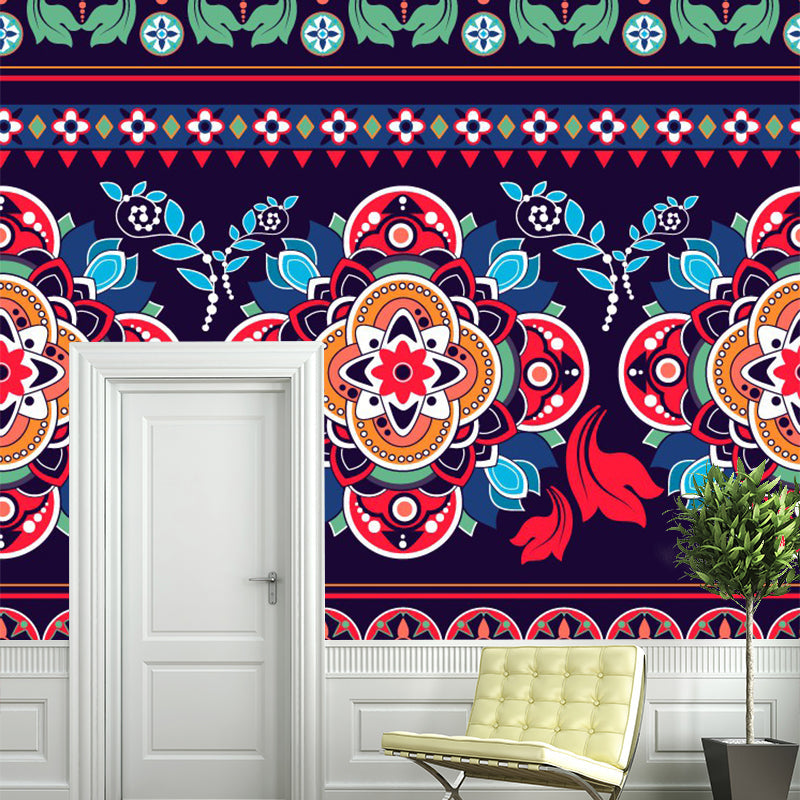 Whole Floral Mural Decal Boho Chic Ethical Blooming Wall Decor in Red-Blue-Green Red-Blue-Green Clearhalo 'Wall Decor' 'Wall Mural' 1393437