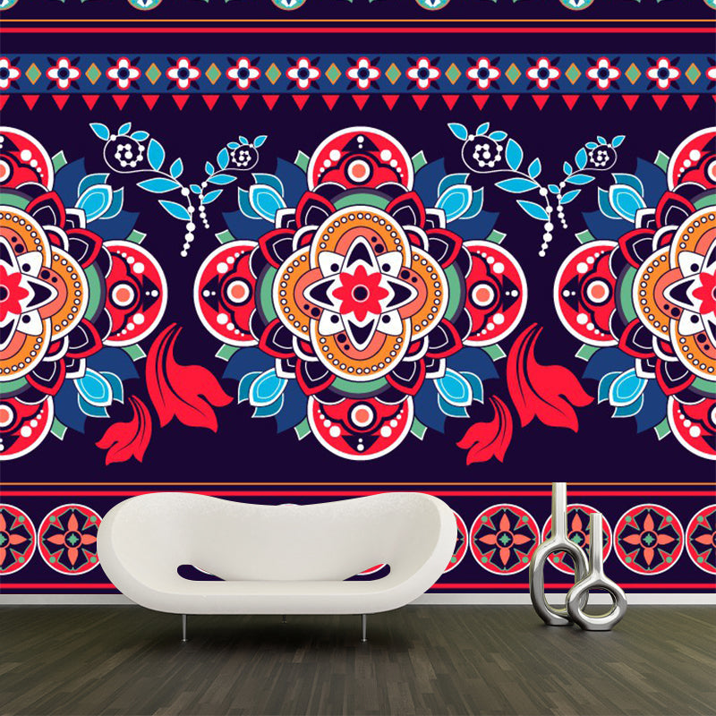 Whole Floral Mural Decal Boho Chic Ethical Blooming Wall Decor in Red-Blue-Green Clearhalo 'Wall Decor' 'Wall Mural' 1393439