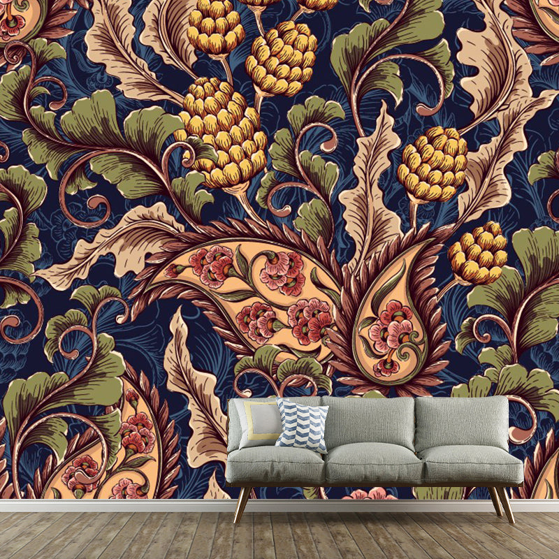 Boho Paisley Botanics Mural Decal Brown Stain Resistant Wall Decoration for Home Clearhalo 'Wall Decor' 'Wall Mural' 1393458