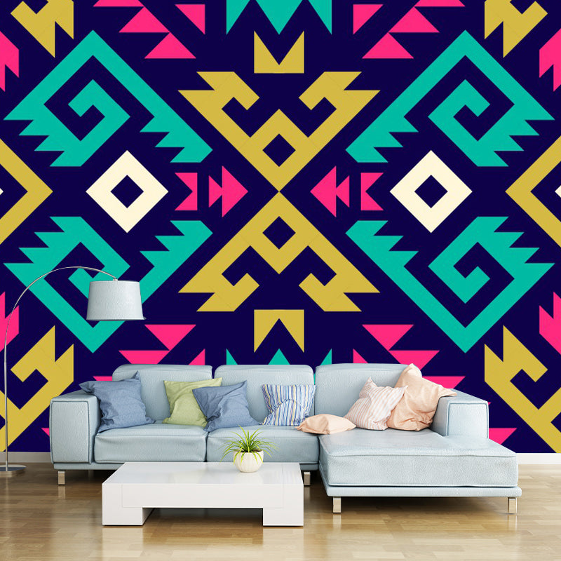 Bohemian Geo Symmetry Wall Mural Decal Red-Yellow-Green Waterproof Wall Covering for Home Red-Yellow-Green Clearhalo 'Wall Decor' 'Wall Mural' 1393477