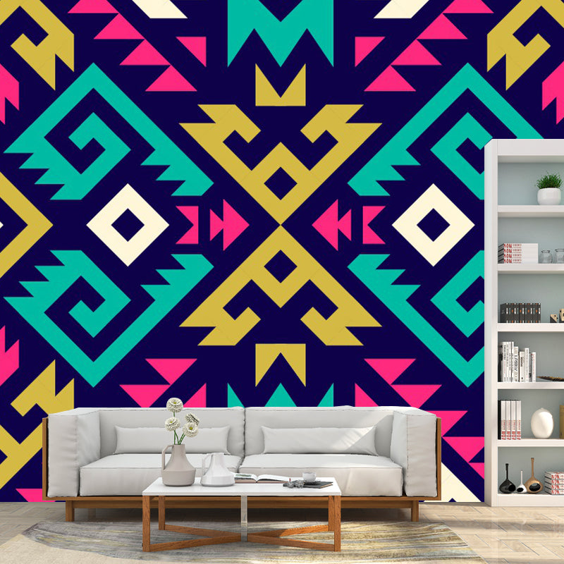 Bohemian Geo Symmetry Wall Mural Decal Red-Yellow-Green Waterproof Wall Covering for Home Clearhalo 'Wall Decor' 'Wall Mural' 1393478