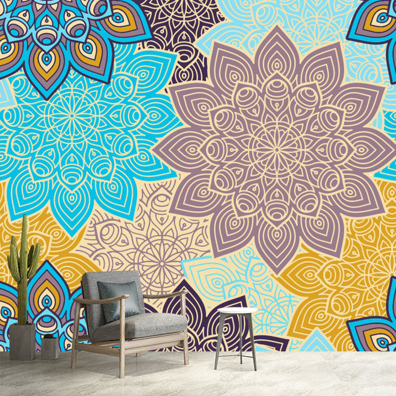 Bohemian Sunflower Print Murals Wallpaper Multicolored Living Room Wall Covering, Optional Size Clearhalo 'Wall Decor' 'Wall Mural' 1393523