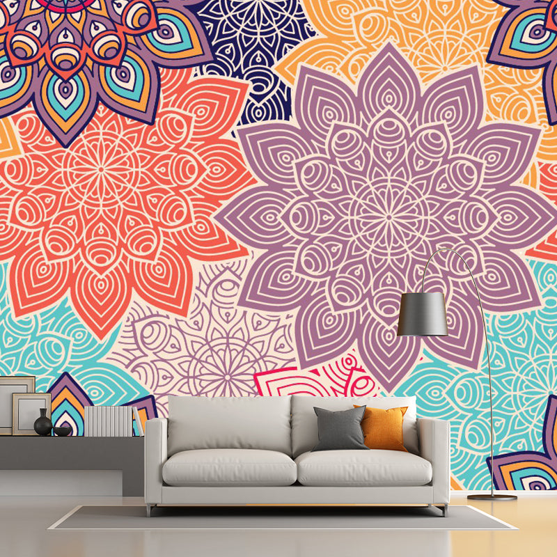 Bohemian Sunflower Print Murals Wallpaper Multicolored Living Room Wall Covering, Optional Size Clearhalo 'Wall Decor' 'Wall Mural' 1393529