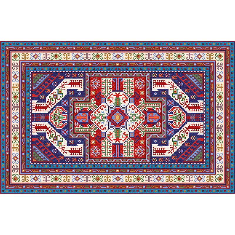 Symmetry Abstract Pattern Mural Decal Bohemian Non-Woven Wall Covering in Red-Blue Clearhalo 'Wall Decor' 'Wall Mural' 1393575