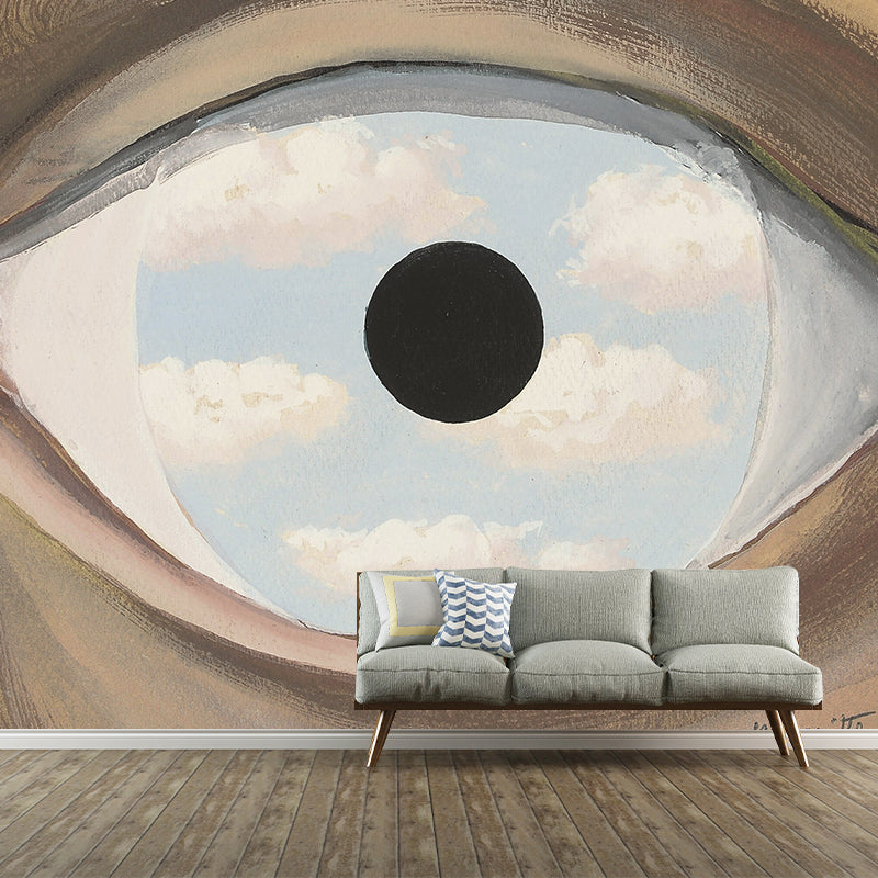 Surrealistic Cloud in Eye Mural Decal in Blue-Brown Waterproof Wall Art for Living Room Clearhalo 'Wall Decor' 'Wall Mural' 1393724