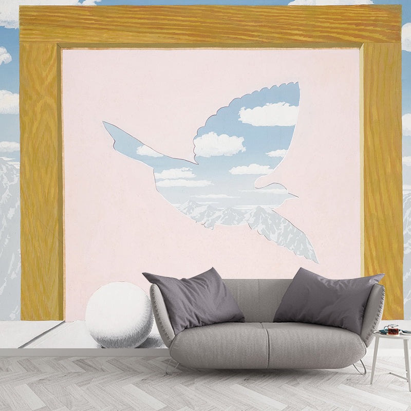 Moisture Resistant Picture Frame Murals Personalized Surrealist Wall Decor for Hallway Blue-Pink-Yellow Clearhalo 'Wall Decor' 'Wall Mural' 1393777