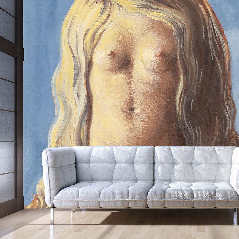 Rene Magritte The Rape Murals Surrealist Stain-Proof Bedroom Wall Covering, Custom-Made Clearhalo 'Wall Decor' 'Wall Mural' 1393813