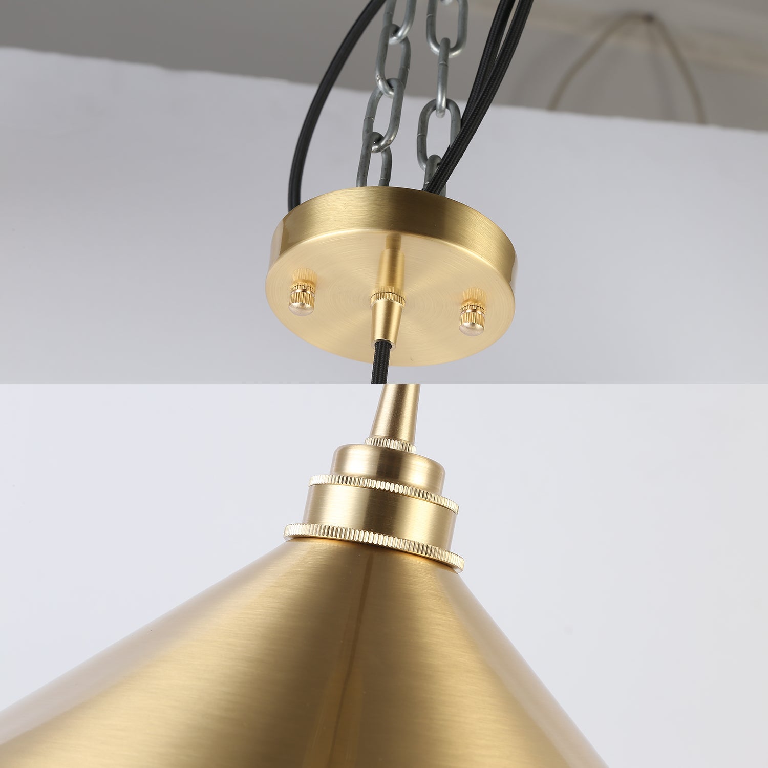 1 Light Pendant Lighting with Conic Shade Metallic Vintage Indoor Hanging Ceiling Light in Brass Clearhalo 'Art Deco Pendants' 'Cast Iron' 'Ceiling Lights' 'Ceramic' 'Crystal' 'Industrial Pendants' 'Industrial' 'Metal' 'Middle Century Pendants' 'Pendant Lights' 'Pendants' 'Tiffany' Lighting' 139417