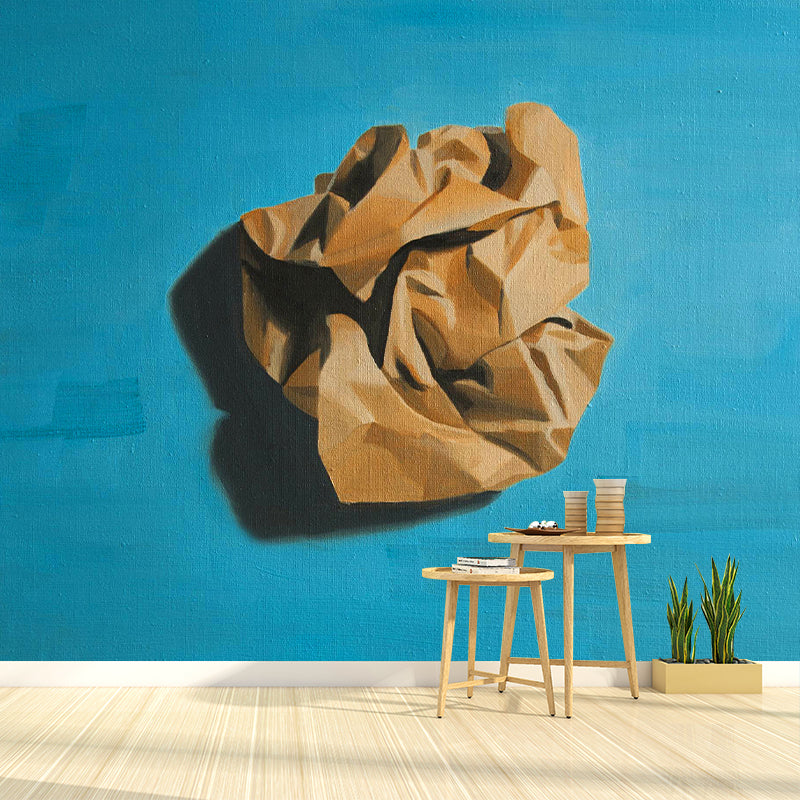 Crumpled Paper Ball Mural in Blue-Brown Modern Art Wall Covering for Living Room Blue-Brown Clearhalo 'Wall Decor' 'Wall Mural' 1394710