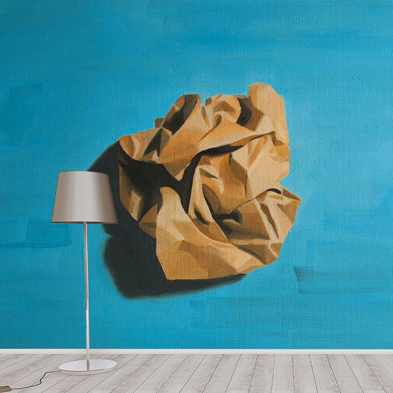 Crumpled Paper Ball Mural in Blue-Brown Modern Art Wall Covering for Living Room Clearhalo 'Wall Decor' 'Wall Mural' 1394711