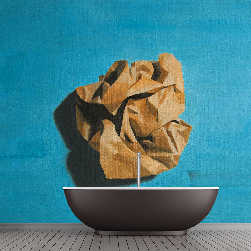 Crumpled Paper Ball Mural in Blue-Brown Modern Art Wall Covering for Living Room Clearhalo 'Wall Decor' 'Wall Mural' 1394712