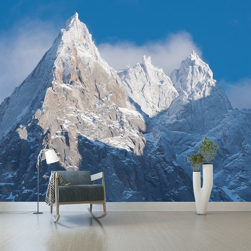 Beautiful Snow Peaks Wallpaper Murals for Living Room Winter Scenery Wall Art, Custom Size Clearhalo 'Wall Decor' 'Wall Mural' 1394836