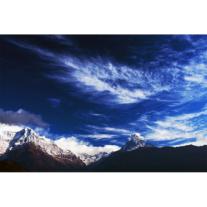 Modern Snow Mountain Sky Mural Wallpaper Blue-White Waterproof Wall Decor for Bedroom Clearhalo 'Wall Decor' 'Wall Mural' 1394904