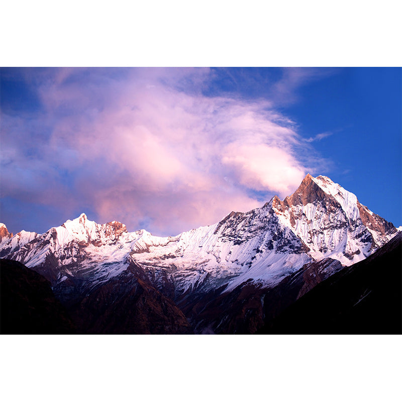 Pink-Blue Contemporary Wall Murals Whole Dark Snow Mountain and Sunny Sky Wall Art for Home Clearhalo 'Wall Decor' 'Wall Mural' 1394959