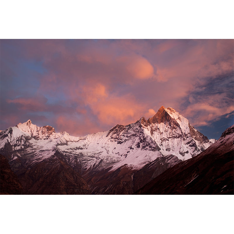 Snow Mountain at Dusk Mural Wallpaper Pink-Blue Modernist Wall Covering for Living Room Clearhalo 'Wall Decor' 'Wall Mural' 1394964