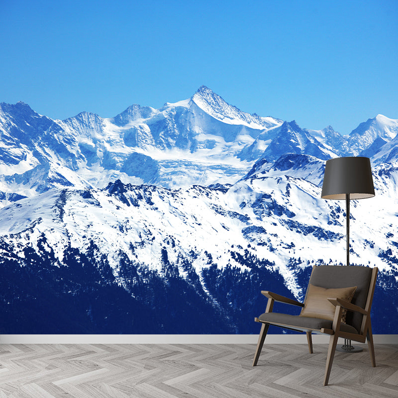 Photo Print Snow Mountains Mural Decal Large Wall Art for Living Room, Made to Measure Clearhalo 'Wall Decor' 'Wall Mural' 1395019