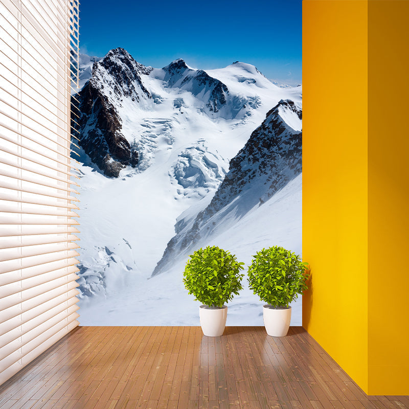 Stain Resistant Winter Mountain Murals Contemporary Non-Woven Wall Covering, Custom Made Clearhalo 'Wall Decor' 'Wall Mural' 1395036