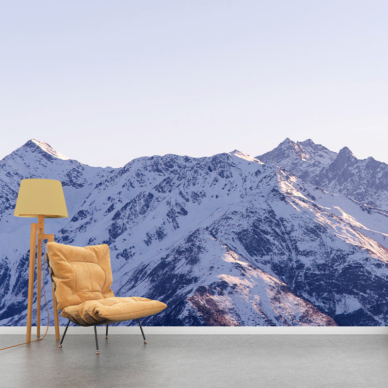 Peaks of Snowy Mountains Mural Contemporary Smooth Wall Covering in Grey and White Clearhalo 'Wall Decor' 'Wall Mural' 1395086