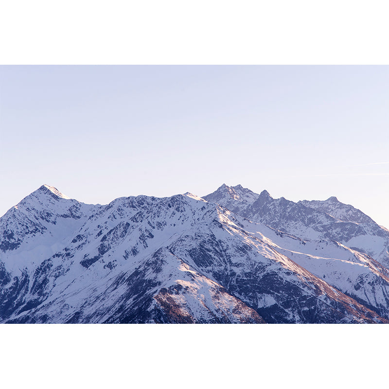 Peaks of Snowy Mountains Mural Contemporary Smooth Wall Covering in Grey and White Clearhalo 'Wall Decor' 'Wall Mural' 1395088