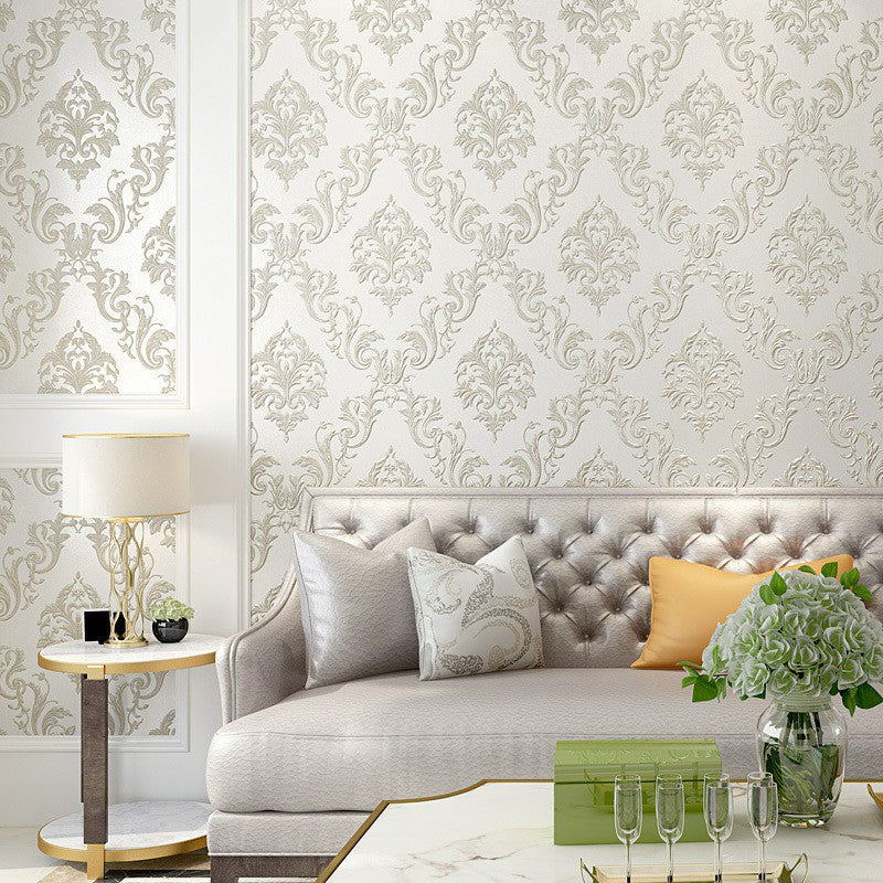 Retro Trellis Wallpaper Roll Soft-Color Jacquard Wall Covering for Bedroom, 33' x 20.5