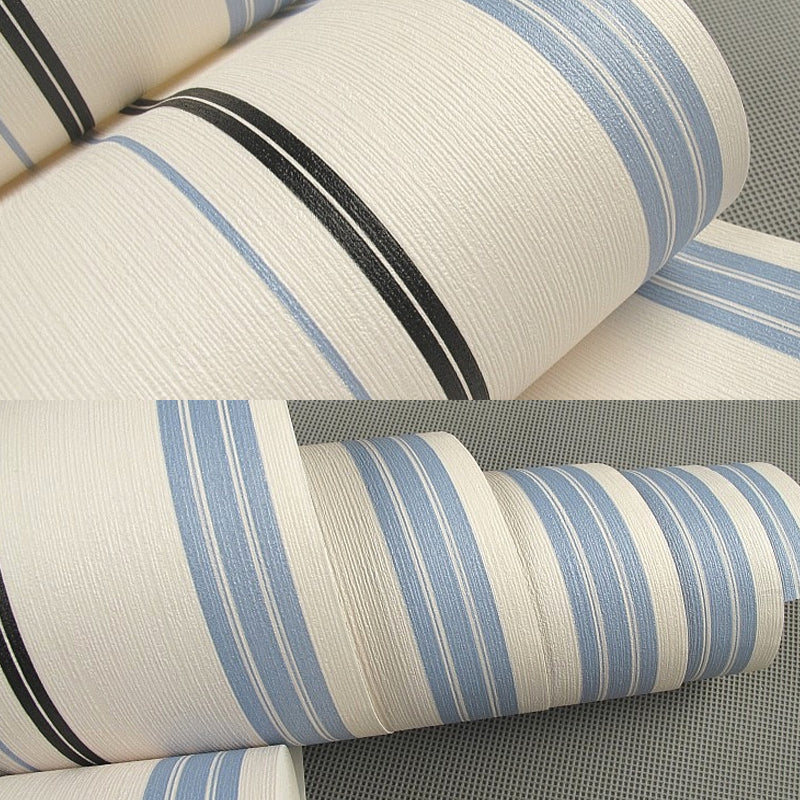 Light Color Striped Wallpaper Roll Moisture Resistant Mediterranean Kids Room Wall Decor Clearhalo 'Wall Decor' 'Wallpaper' 1396472