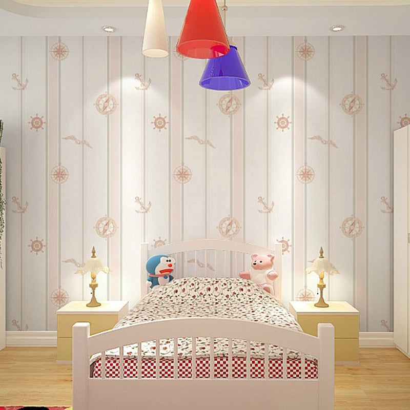 Novelty Stripe Wallpaper Pastel Color Nautical Wall Covering for Childrens Bedroom Clearhalo 'Wall Decor' 'Wallpaper' 1396510