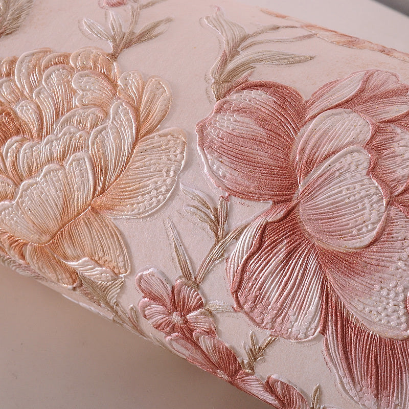 Enchanting Blossoming Peony Wallpaper for Bedroom, Pastel Color, 33' L x 20.5