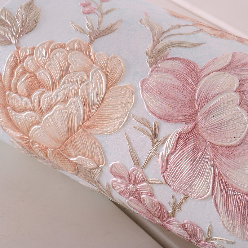 Enchanting Blossoming Peony Wallpaper for Bedroom, Pastel Color, 33' L x 20.5