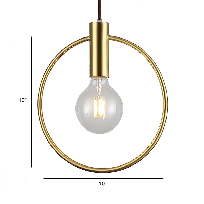 Vintage Circular Hanging Ceiling Light with Open Bulb 1 Light Metal Pendant Lamp in Gold for Hallway Clearhalo 'Art Deco Pendants' 'Cast Iron' 'Ceiling Lights' 'Ceramic' 'Crystal' 'Industrial Pendants' 'Industrial' 'Metal' 'Middle Century Pendants' 'Pendant Lights' 'Pendants' 'Tiffany' Lighting' 139768