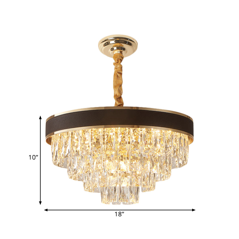 Tapered Clear Crystal Blocks Ceiling Chandelier Modern 8/10 Heads Sitting Room Suspension Lamp, 18