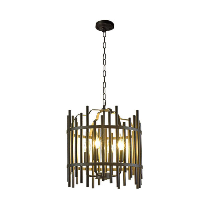 Black Caged Chandelier Pendant Light Vintage Industrial Metal 4 Heads Restaurant Chandelier Light Clearhalo 'Cast Iron' 'Ceiling Lights' 'Chandeliers' 'Industrial Chandeliers' 'Industrial' 'Metal' 'Middle Century Chandeliers' 'Rustic Chandeliers' 'Tiffany' Lighting' 1400672