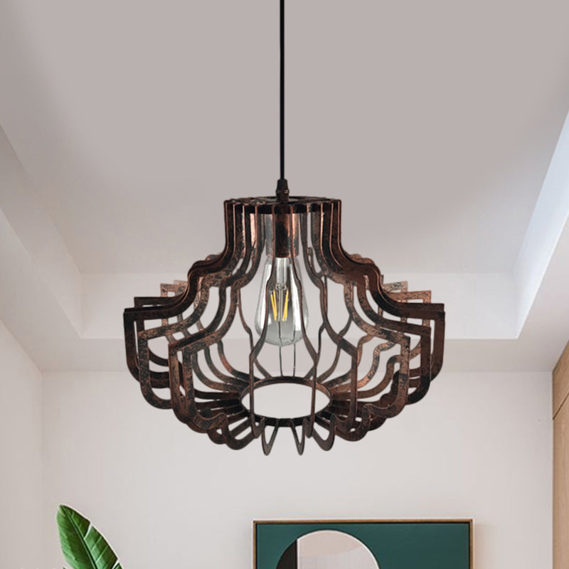 1 Light Geometric Suspension Light Adjustable Vintage Style Brass/Rust Iron Hanging Ceiling Light Clearhalo 'Art Deco Pendants' 'Cast Iron' 'Ceiling Lights' 'Ceramic' 'Crystal' 'Industrial Pendants' 'Industrial' 'Metal' 'Middle Century Pendants' 'Pendant Lights' 'Pendants' 'Tiffany' Lighting' 1400765