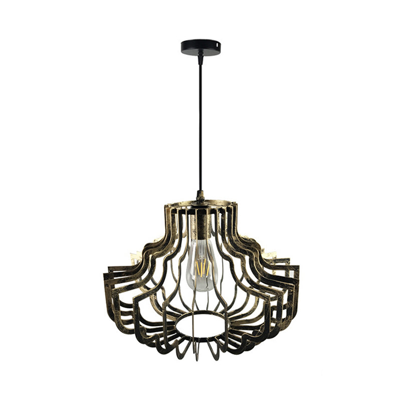 1 Light Geometric Suspension Light Adjustable Vintage Style Brass/Rust Iron Hanging Ceiling Light Clearhalo 'Art Deco Pendants' 'Cast Iron' 'Ceiling Lights' 'Ceramic' 'Crystal' 'Industrial Pendants' 'Industrial' 'Metal' 'Middle Century Pendants' 'Pendant Lights' 'Pendants' 'Tiffany' Lighting' 1400772