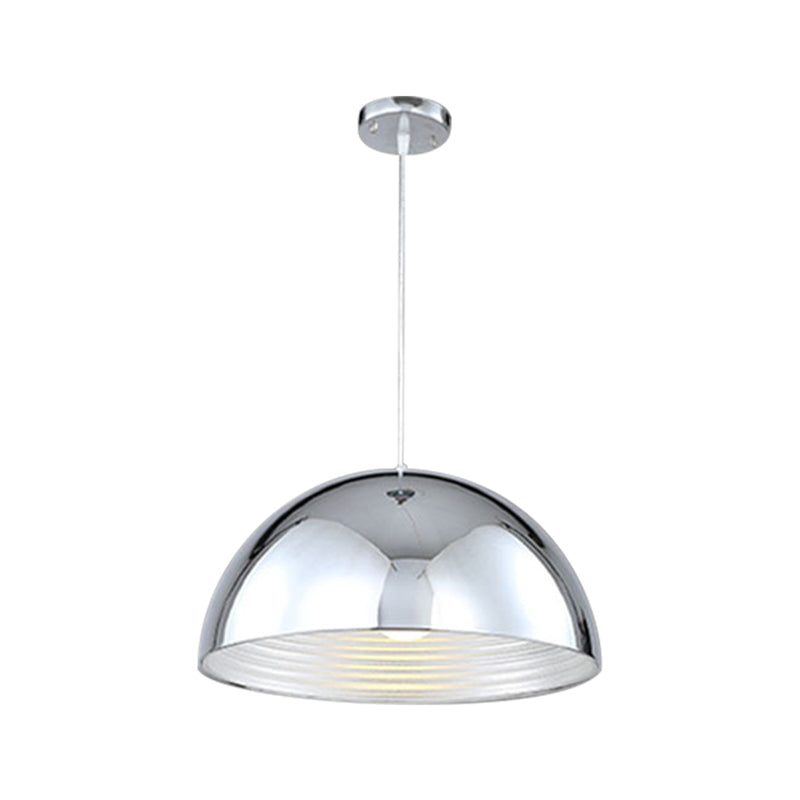 Restaurant Dome Shade Hanging Light Metal 1 Head Retro Industrial Polish Chrome Pendant Light Clearhalo 'Art Deco Pendants' 'Cast Iron' 'Ceiling Lights' 'Ceramic' 'Crystal' 'Industrial Pendants' 'Industrial' 'Metal' 'Middle Century Pendants' 'Pendant Lights' 'Pendants' 'Tiffany' Lighting' 1400980