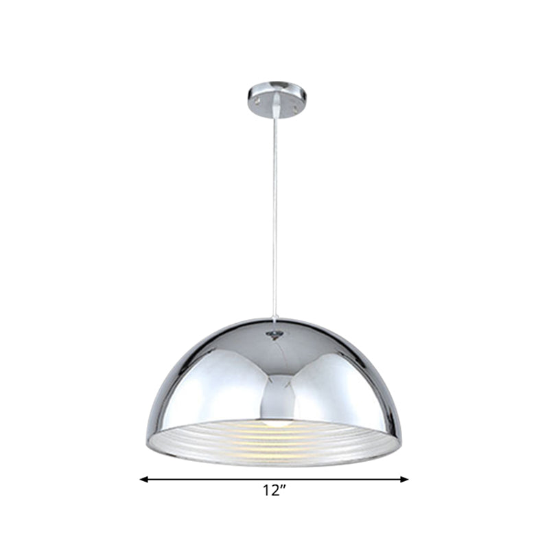 Restaurant Dome Shade Hanging Light Metal 1 Head Retro Industrial Polish Chrome Pendant Light Clearhalo 'Art Deco Pendants' 'Cast Iron' 'Ceiling Lights' 'Ceramic' 'Crystal' 'Industrial Pendants' 'Industrial' 'Metal' 'Middle Century Pendants' 'Pendant Lights' 'Pendants' 'Tiffany' Lighting' 1400981