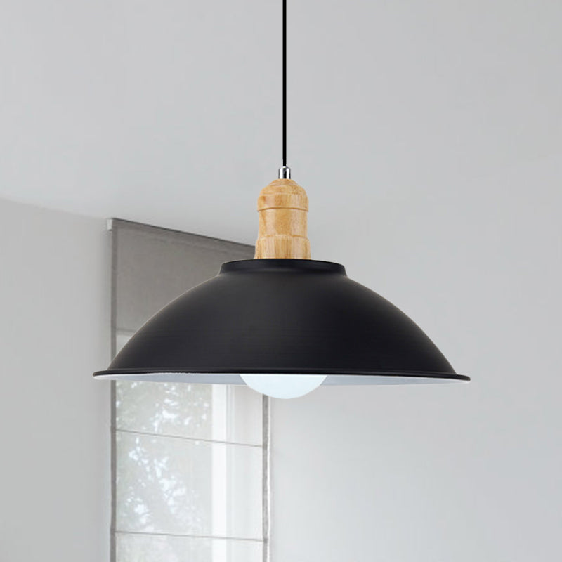 Metal Bowl Shade Hanging Light Modern Style 1 Light Dining Room Pendant Lamp in Black Black D Clearhalo 'Art Deco Pendants' 'Black' 'Cast Iron' 'Ceiling Lights' 'Ceramic' 'Crystal' 'Industrial Pendants' 'Industrial' 'Metal' 'Middle Century Pendants' 'Pendant Lights' 'Pendants' 'Rustic Pendants' 'Tiffany' Lighting' 1401113