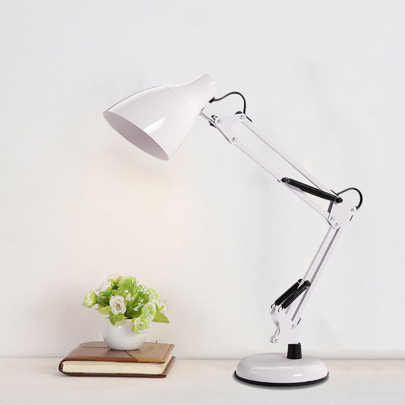 Black/White Multi-Joint Task Desk Lamp with Cone Shade Modern Style 1 Light Metallic Task Lighting for Study Room White Clearhalo 'Lamps' 'Table Lamps' Lighting' 1401404