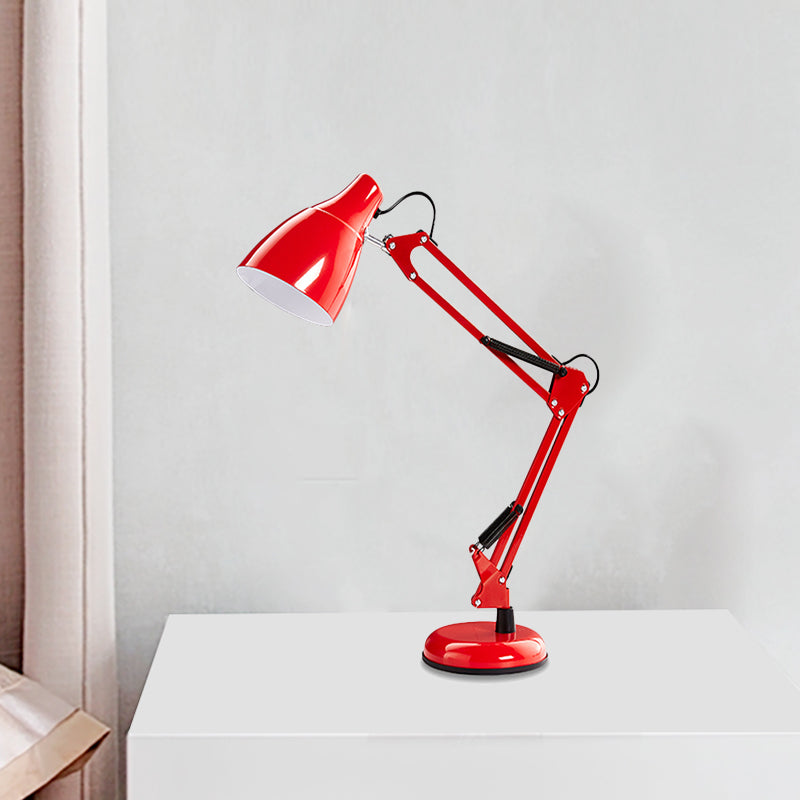 Black/White Multi-Joint Task Desk Lamp with Cone Shade Modern Style 1 Light Metallic Task Lighting for Study Room Red Clearhalo 'Lamps' 'Table Lamps' Lighting' 1401409