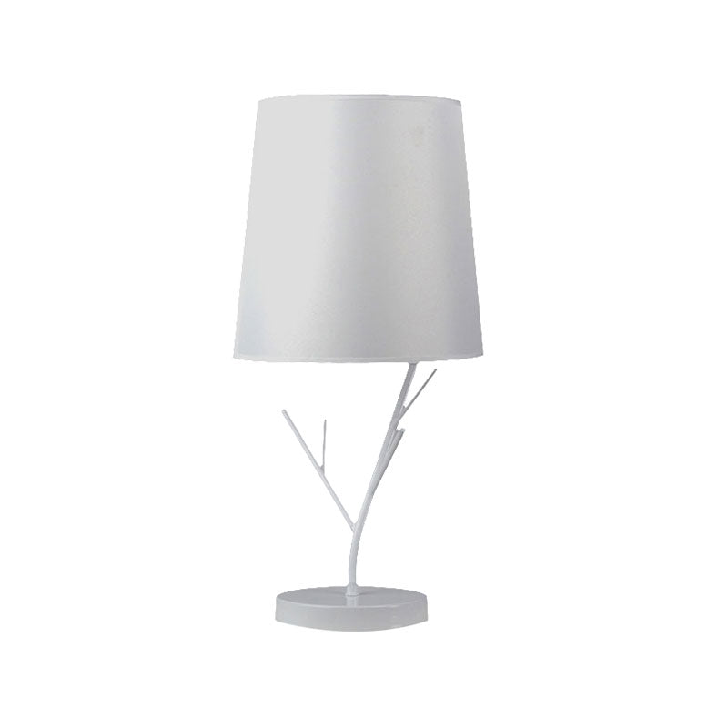 Contemporary Tapered Task Light Fabric 1 Light Reading Book Light in White/Black with Branch Base Clearhalo 'Lamps' 'Table Lamps' Lighting' 140802