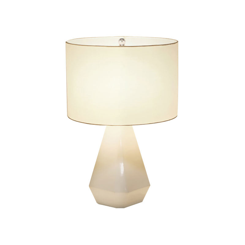 Drum Reading Book Light Modernism Fabric 1 Light Desk Light in White for Bedroom Clearhalo 'Lamps' 'Table Lamps' Lighting' 140852