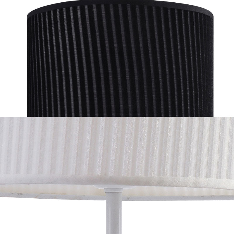 White/Black Single Drum Study Lamp Modernism Fabric LED Reading Light for Bedroom Clearhalo 'Lamps' 'Table Lamps' Lighting' 140869