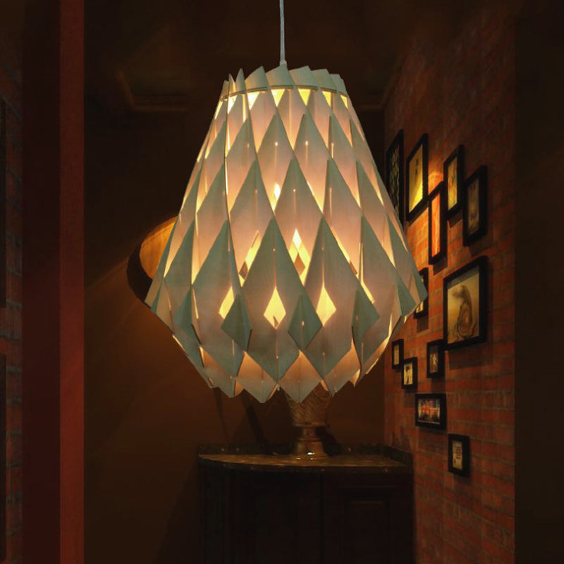 Modern Geometric Pendant Lamp Wooden 1 Light Restaurant Hanging Lamp in Natural Wood Wood Clearhalo 'Ceiling Lights' 'Pendant Lights' 'Pendants' Lighting' 140900_55e2e9b1-d3d6-401b-b983-9d651738af60