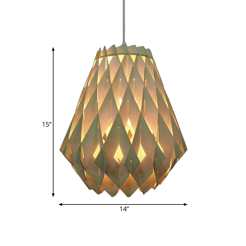 Modern Geometric Pendant Lamp Wooden 1 Light Restaurant Hanging Lamp in Natural Wood Clearhalo 'Ceiling Lights' 'Pendant Lights' 'Pendants' Lighting' 140904