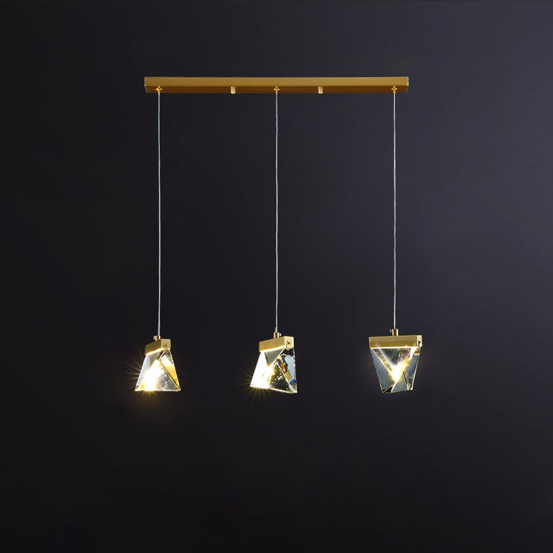 Polyhedron Dinning Hall Hanging Pendant Modern Bevel Cut Crystal LED Clear Ceiling Lamp Clearhalo 'Ceiling Lights' 'Modern Pendants' 'Modern' 'Pendant Lights' 'Pendants' Lighting' 1409131