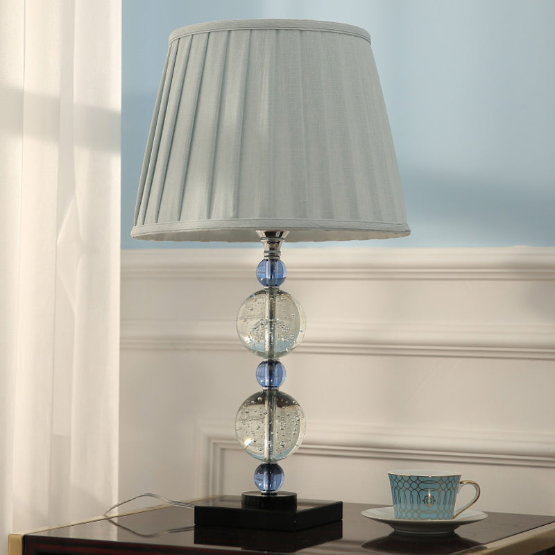 Modern Faceted Polyhedrons/Balls Table Light 1 Bulb Clear Crystal Nightstand Lamp with Pleated Lampshade Clear B Clearhalo 'Lamps' 'Table Lamps' Lighting' 1409301